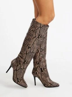 Laura Biagiotti Stivali Alti Animalier A Punta Con Tacco