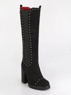 Braccialini Stivali Alti Con Borchie E Tacco Largo