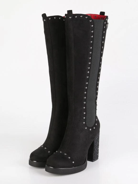 Braccialini Stivali Alti Con Borchie E Tacco Largo 2 Braccialini Stivali Alti Con Borchie E Tacco Largo - immagine 2