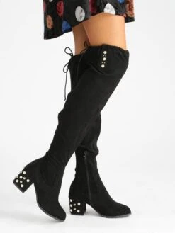 Catisa Stivali Alti Con Perle - Nero