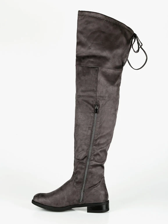 Stivali Alti Donna Scamosciati - Grigio 4 Stivali Alti Donna Scamosciati - Grigio - immagine 4