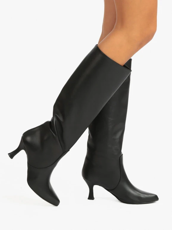 Solada Stivali Alti In Pelle Con Tacco 1 Solada Stivali Alti In Pelle Con Tacco