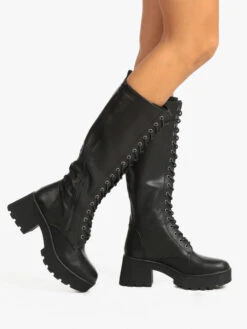 Gavi Stivali Alti Stringati Con Plateau