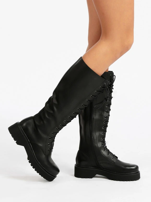 Dame Rose Stivali Alti Stringati Con Plateu 1 Dame Rose Stivali Alti Stringati Con Plateu