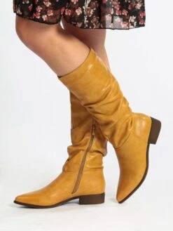 Stivali Arricciati A Punta - Giallo