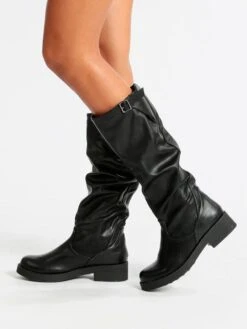 Queen Helena Stivali Arricciati Con Tacco Basso