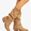 Stivali Donna A Punta Con Risvolto - Cammello
