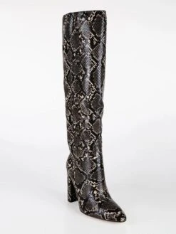 Stivali Donna Pitonati Con Tacco - Cammello