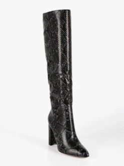 Stivali Donna Pitonati Con Tacco - Nero