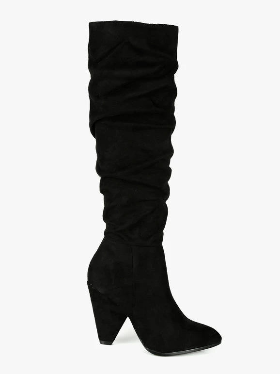 Stivali Donna Scamosciati Con Tacco - Nero 4 Stivali Donna Scamosciati Con Tacco - Nero - immagine 4