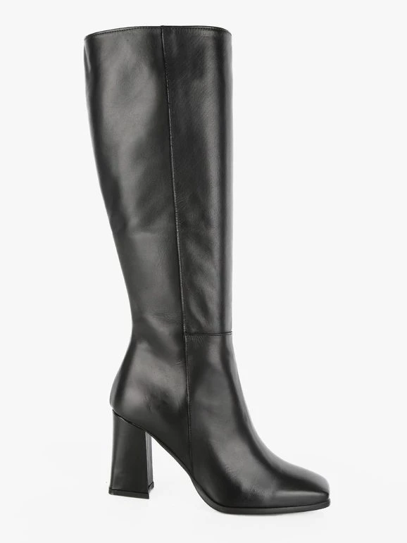 Stivali In Pelle A Punta Squadrata - Nero 4 Stivali In Pelle A Punta Squadrata - Nero - immagine 4