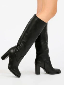 Made In Italy Stivali In Pelle Con Tacco Donna