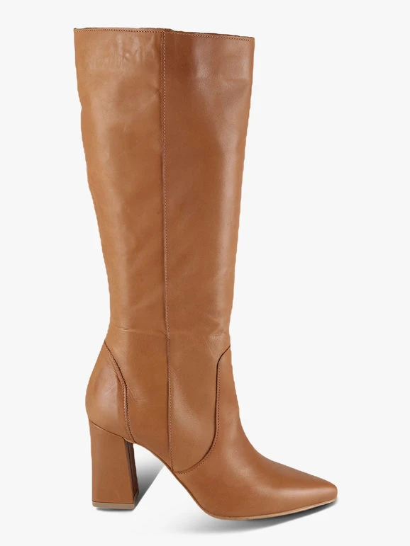 Stivali In Pelle Con Tacco - Cuoio 3 Stivali In Pelle Con Tacco - Cuoio - immagine 3