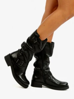 Queen Helena Stivali In Pelle Da Donna Con Fibbie