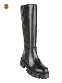 Stivali In Pelle Da Donna Con Suola Carrarmato - Nero -Laura Biagiotti Italia stivali in pelle da donna con suola carrarmato 455307