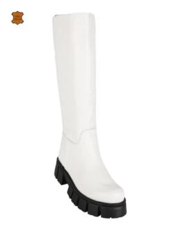 Stivali In Pelle Da Donna Con Suola Carrarmato - Bianco -Laura Biagiotti Italia stivali in pelle da donna con suola carrarmato 455408