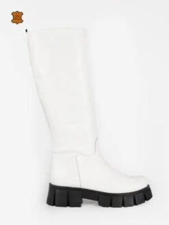 Stivali In Pelle Da Donna Con Suola Carrarmato - Bianco -Laura Biagiotti Italia stivali in pelle da donna con suola carrarmato 455431