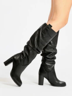 Made In Italy Stivali In Pelle Da Donna Con Tacco