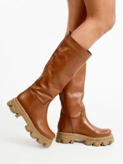 MADE IN ITALY Stivali In Pelle Da Donna - Cuoio