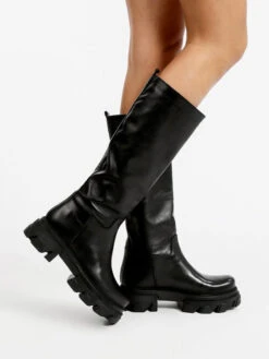 MADE IN ITALY Stivali In Pelle Da Donna - Nero