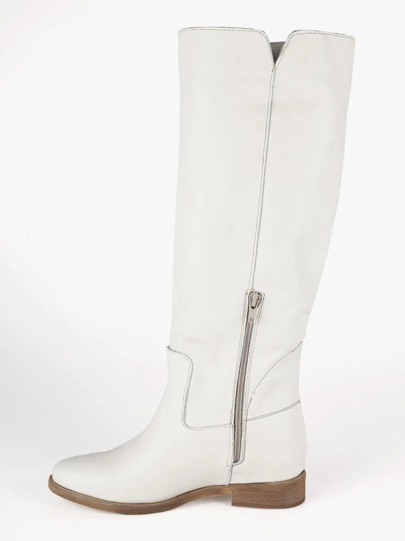 Stivali In Pelle Donna Con Borchie - Bianco 5 Stivali In Pelle Donna Con Borchie - Bianco - immagine 5