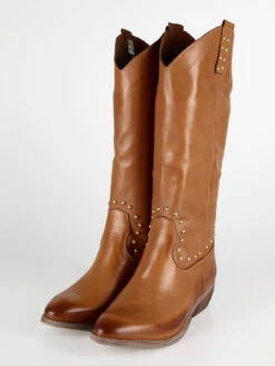 Stivali In Pelle Donna Texani Con Borchie - Cuoio -Laura Biagiotti Italia stivali in pelle donna texani con borchie 519242