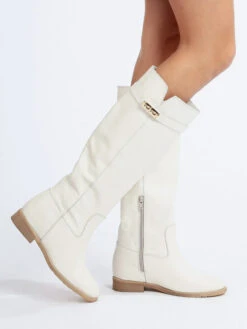 Stivali In Pelle Donna - Bianco