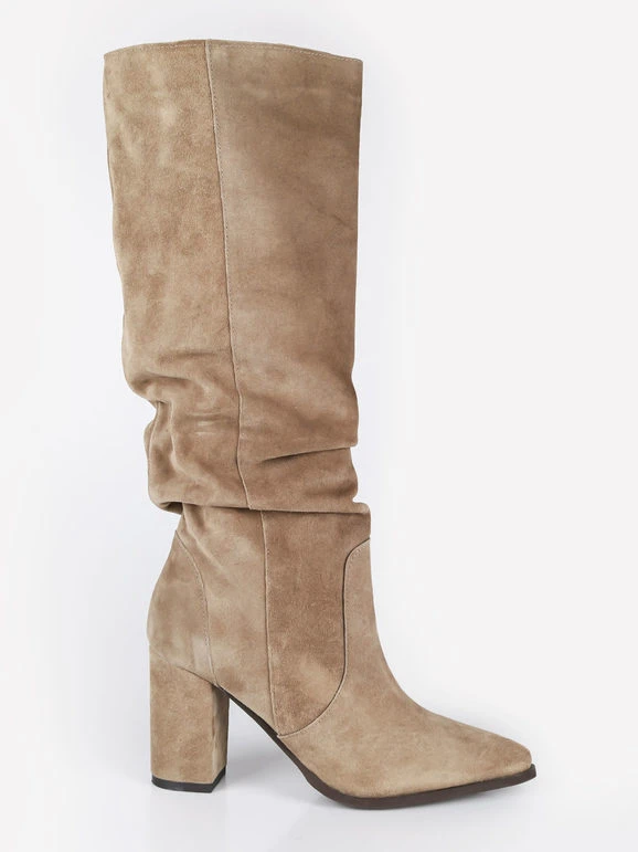 Made In Italy Stivali In Pelle Scamosciata Con Tacco Da Donna 4 Made In Italy Stivali In Pelle Scamosciata Con Tacco Da Donna - immagine 4