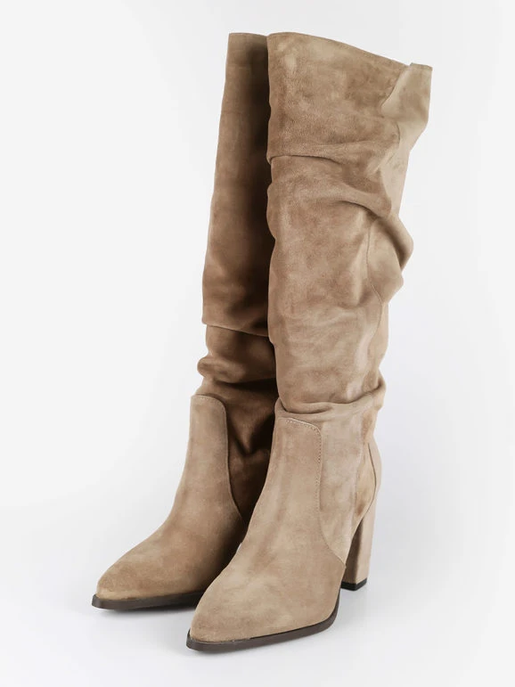 Made In Italy Stivali In Pelle Scamosciata Con Tacco Da Donna 3 Made In Italy Stivali In Pelle Scamosciata Con Tacco Da Donna - immagine 3