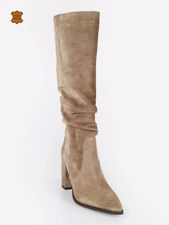 Made In Italy Stivali In Pelle Scamosciata Con Tacco Da Donna 2 Made In Italy Stivali In Pelle Scamosciata Con Tacco Da Donna - immagine 2