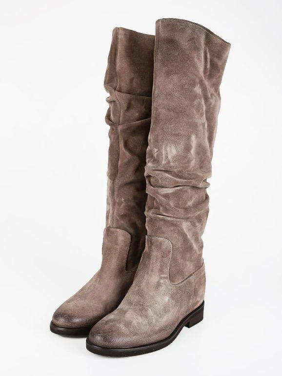 MADE IN ITALY Stivali In Pelle Scamosciata - Taupe 3 MADE IN ITALY Stivali In Pelle Scamosciata - Taupe - immagine 3