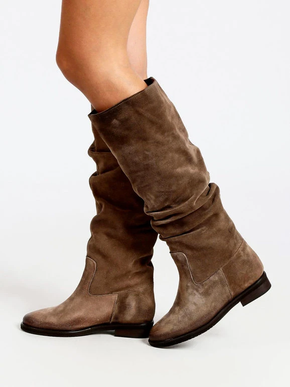 MADE IN ITALY Stivali In Pelle Scamosciata - Taupe 1 MADE IN ITALY Stivali In Pelle Scamosciata - Taupe