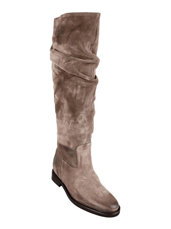 MADE IN ITALY Stivali In Pelle Scamosciata - Taupe 5 MADE IN ITALY Stivali In Pelle Scamosciata - Taupe - immagine 5