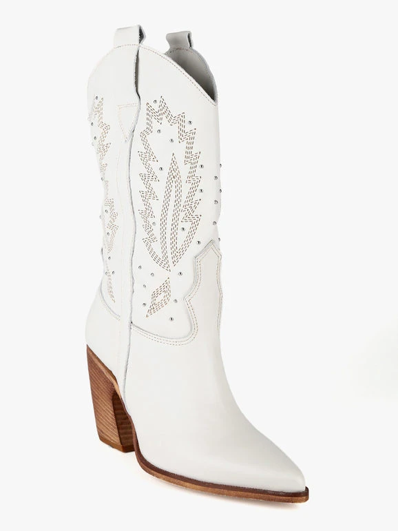 Stivali In Pelle Texani - Bianco 2 Stivali In Pelle Texani - Bianco - immagine 2