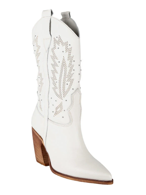 Stivali In Pelle Texani - Bianco 5 Stivali In Pelle Texani - Bianco - immagine 5