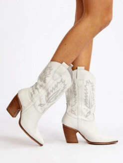 Stivali In Pelle Texani - Bianco