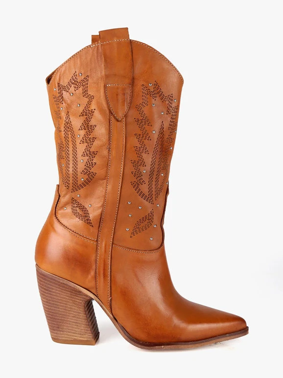 Stivali In Pelle Texani - Cuoio 3 Stivali In Pelle Texani - Cuoio - immagine 3