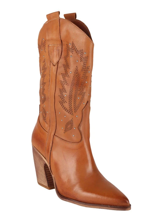 Stivali In Pelle Texani - Cuoio 4 Stivali In Pelle Texani - Cuoio - immagine 4