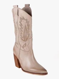 Stivali In Pelle Texani - Taupe