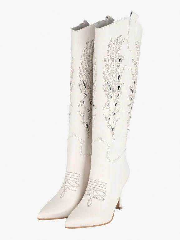 Solada Stivali In Pelle Traforata Con Tacco Donna 2 Solada Stivali In Pelle Traforata Con Tacco Donna - immagine 2