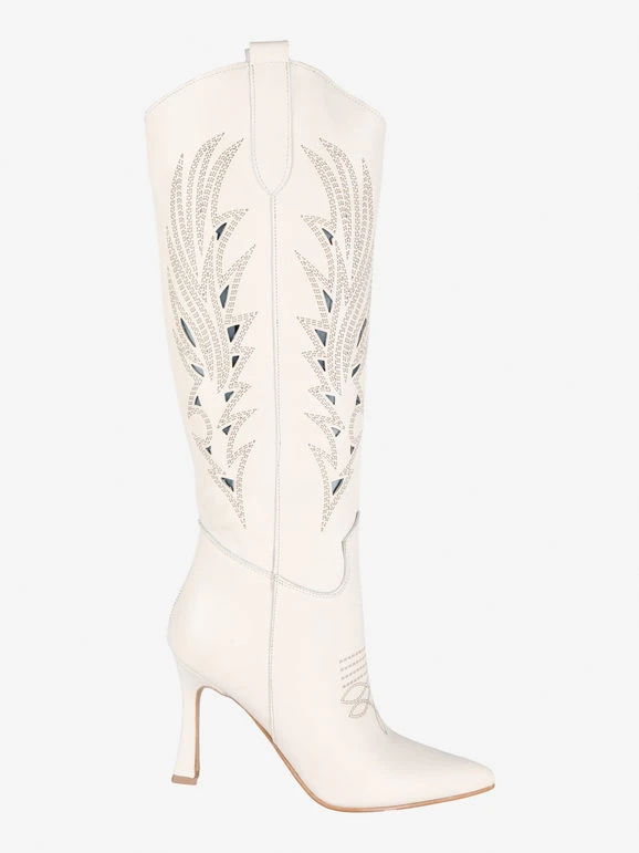 Solada Stivali In Pelle Traforata Con Tacco Donna 3 Solada Stivali In Pelle Traforata Con Tacco Donna - immagine 3