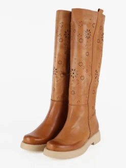 Stivali In Pelle Traforata Donna - Cuoio -Laura Biagiotti Italia stivali in pelle traforata donna 602956