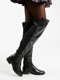 Solada Stivali Neri In Ecopelle E Tessuto