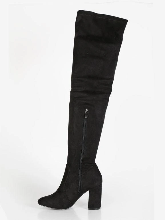 Stivali Sopra Il Ginocchio Scamosciati Con Tacco - Nero 5 Stivali Sopra Il Ginocchio Scamosciati Con Tacco - Nero - immagine 5