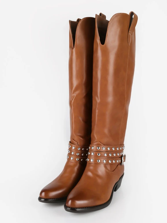 Stivali Texani Con Borchie - Marrone 3 Stivali Texani Con Borchie - Marrone - immagine 3