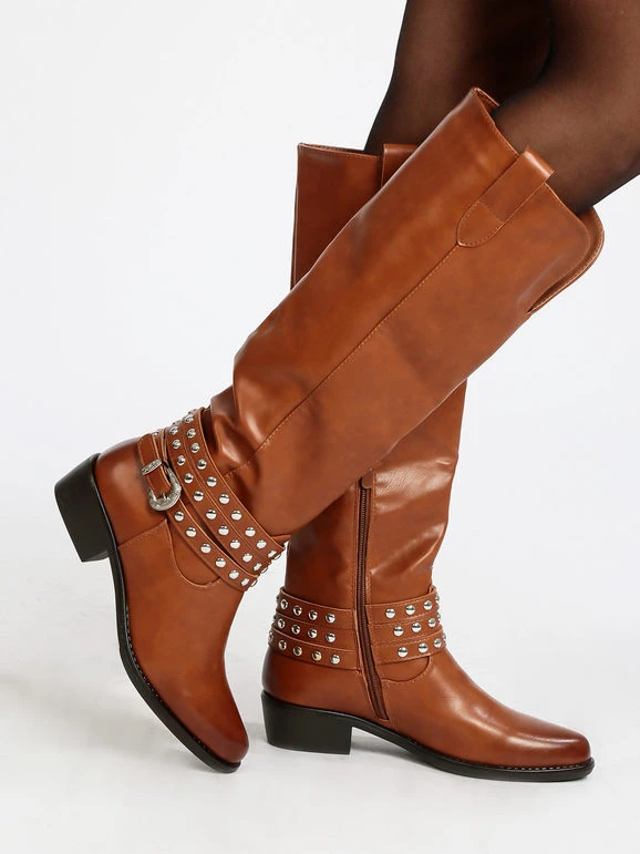 Stivali Texani Con Borchie - Marrone 1 Stivali Texani Con Borchie - Marrone