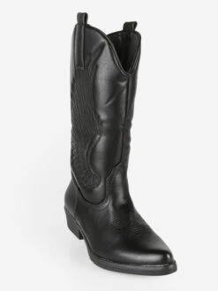 Stivali Texani Con Ricami - Nero