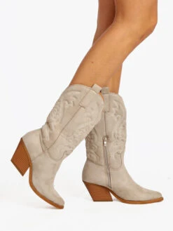 Stivali Texani Da Donna - Beige