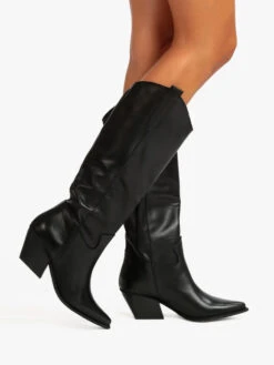 Stivali Texani In Pelle - Nero