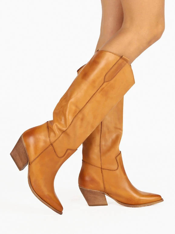 Stivali Texani In Pelle - Cuoio 1 Stivali Texani In Pelle - Cuoio